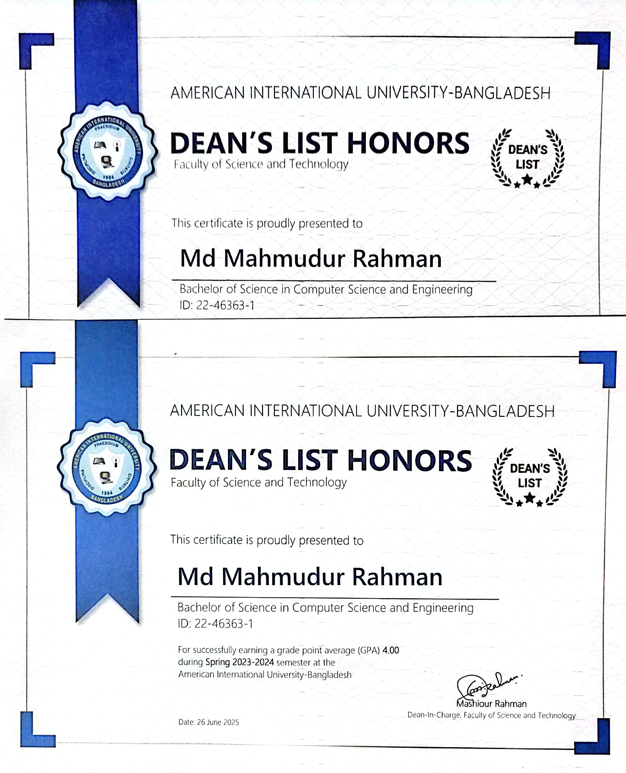 Dean's List